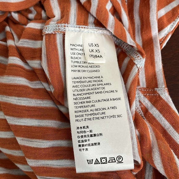 We The Free Women’s Burnout Tee XS Orange White Stripe Wide Neck Boho - Picture 6 of 7